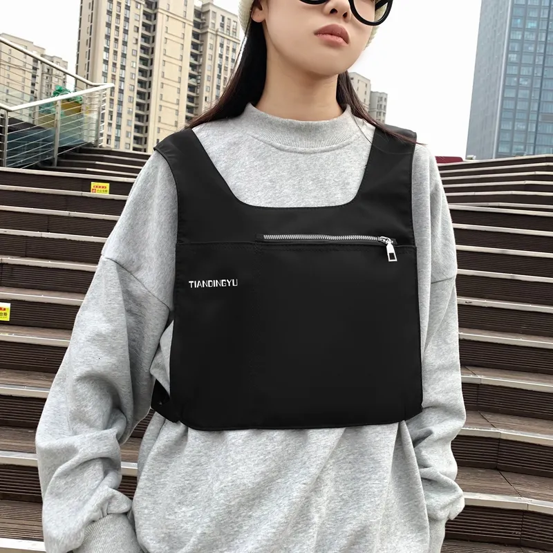 Marsupi Tattico funzionale Chest Rig Bag per donna Confezioni nere Fashion Bullet Gilet Hip Hop Streetwear Nylon unisex 230920