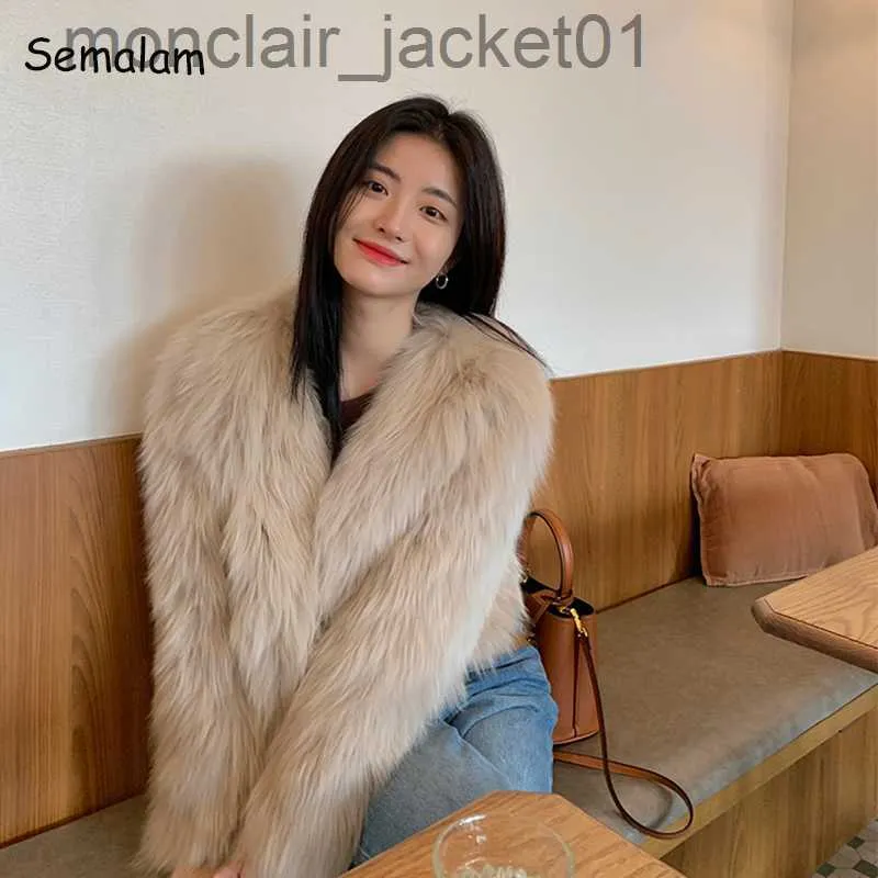 Women's Fur Faux Fur 2023 Women Winter Faux Fox Fur Coat Korea Fashion Elegant Warm Coats Loose Outercoat Lady Party Club Outfits Casual White Black J230921