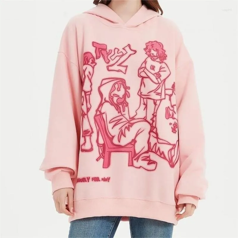 Sweats à capuche pour femmes Y2k Sweat à capuche rose Femmes drôle dessin animé graphique sweat-shirt harajuku pull hip hop hipster automne grunge streetwear à capuche