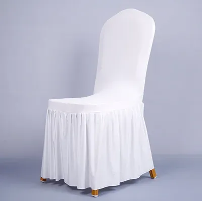 Eenvoudige stoelrok hoes bruiloft banket stoelbeschermer hoes decor geplooide rok stijl stoelhoezen elastische spandex