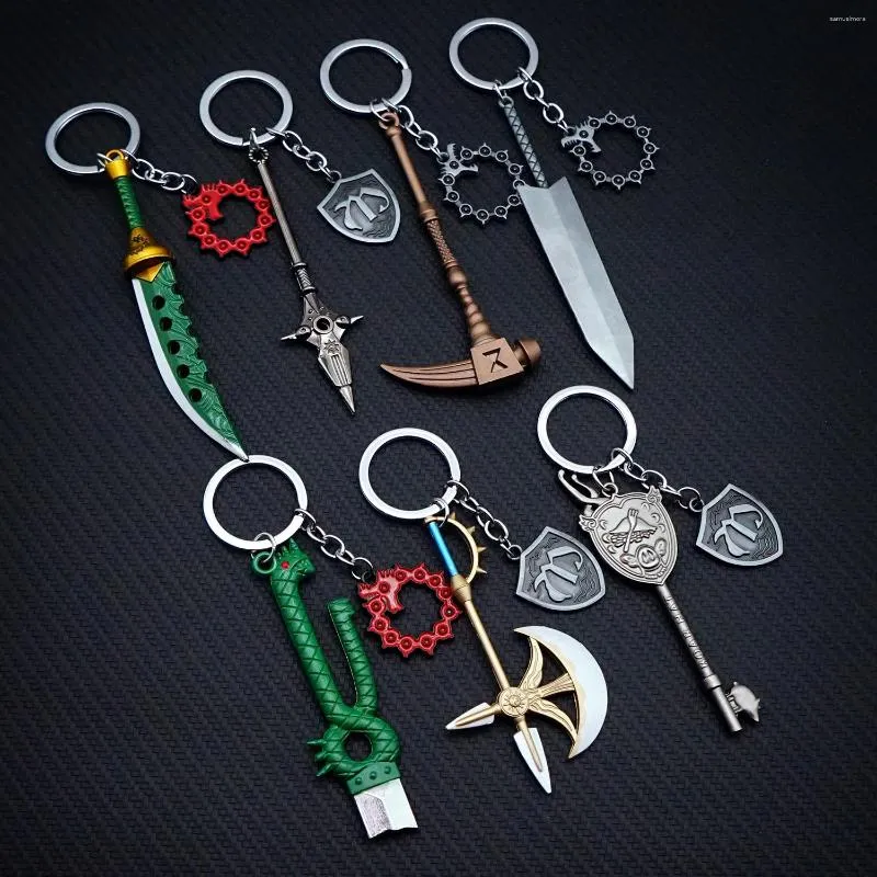 Keychains The Seven Deadly Sins Keychain Meliodas Escanor Nanatsu No Taizai Axe Key Chain Keyring Anime Accessories Car Ring