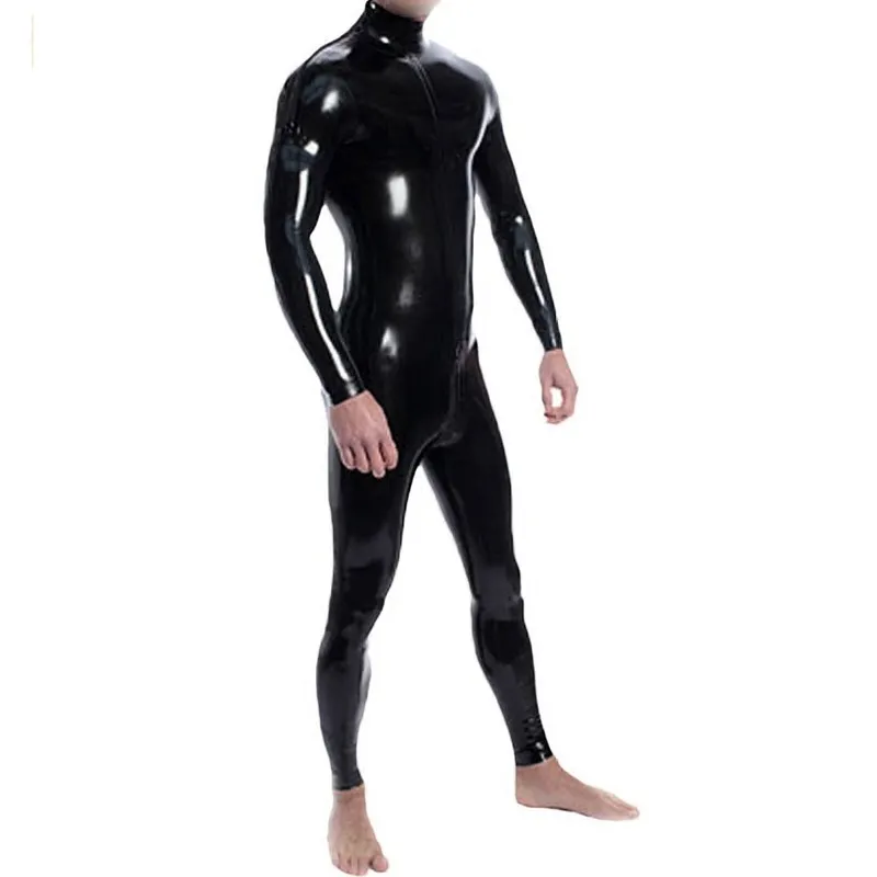 Costumi Catsuit Abbigliamento da tuta attillato in lattice sexy per tutto il corpo da uomo con cerniera sul cavallo e sulla spalla