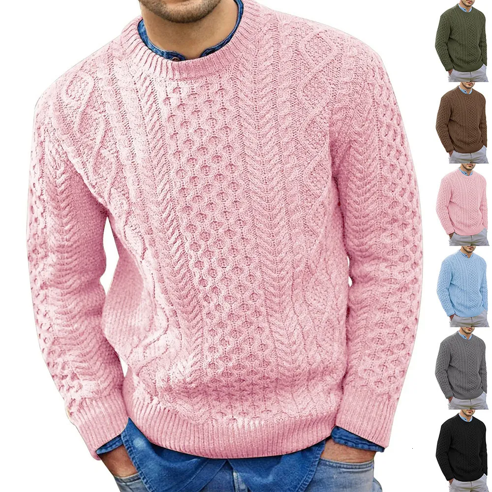 Mens suéteres inverno vintage torção camisola em torno do pescoço cor sólida masculino ajuste de malha pulôver solto harajuku outono retro 230921