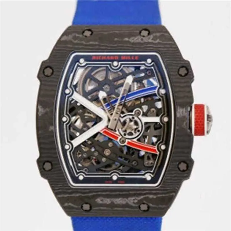 Lyxklocka Richarmilles metallfiber armbandsur kol Mekanisk titan RM6702 Maskiner World Blue Famous Da2i L