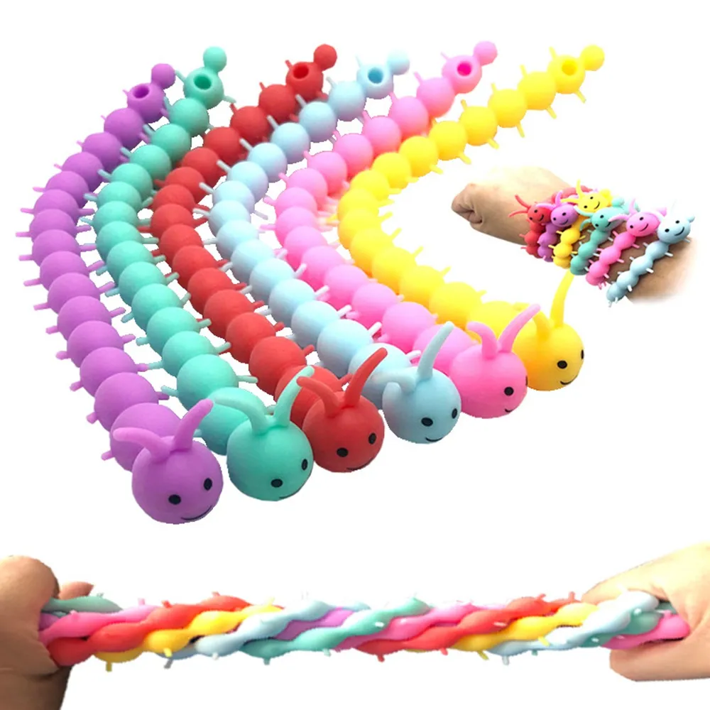 20cm Cute Caterpillar Fidget Toy Worm Noodle Stretch String Rope Stress