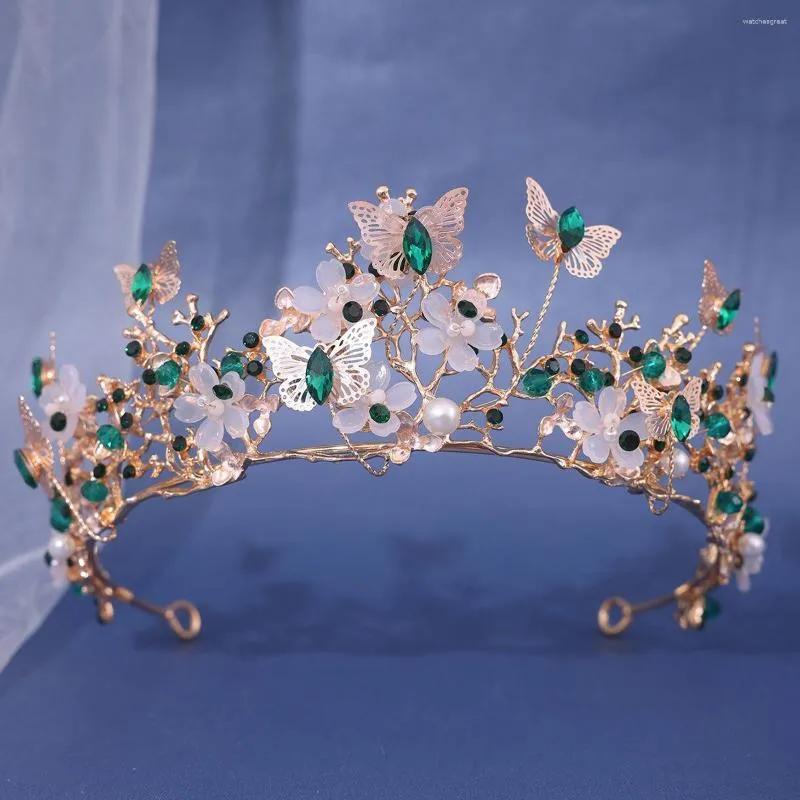 Fermagli per capelli Corona da sposa Perla barocca Strass e diadema Farfalla Fascia per capelli Accessori da sposa Diademi da sposa principessa