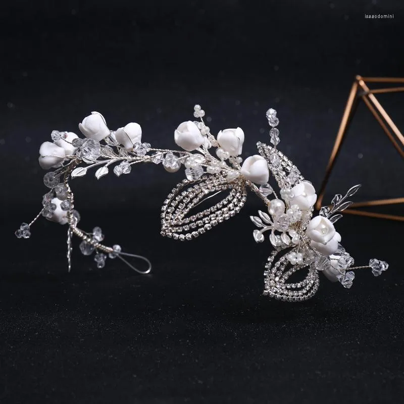 Accessori per fermagli per capelli Copricapo da sposa in cristallo Fascia per capelli Sposa Ornamenti floreali fatti a mano da donna