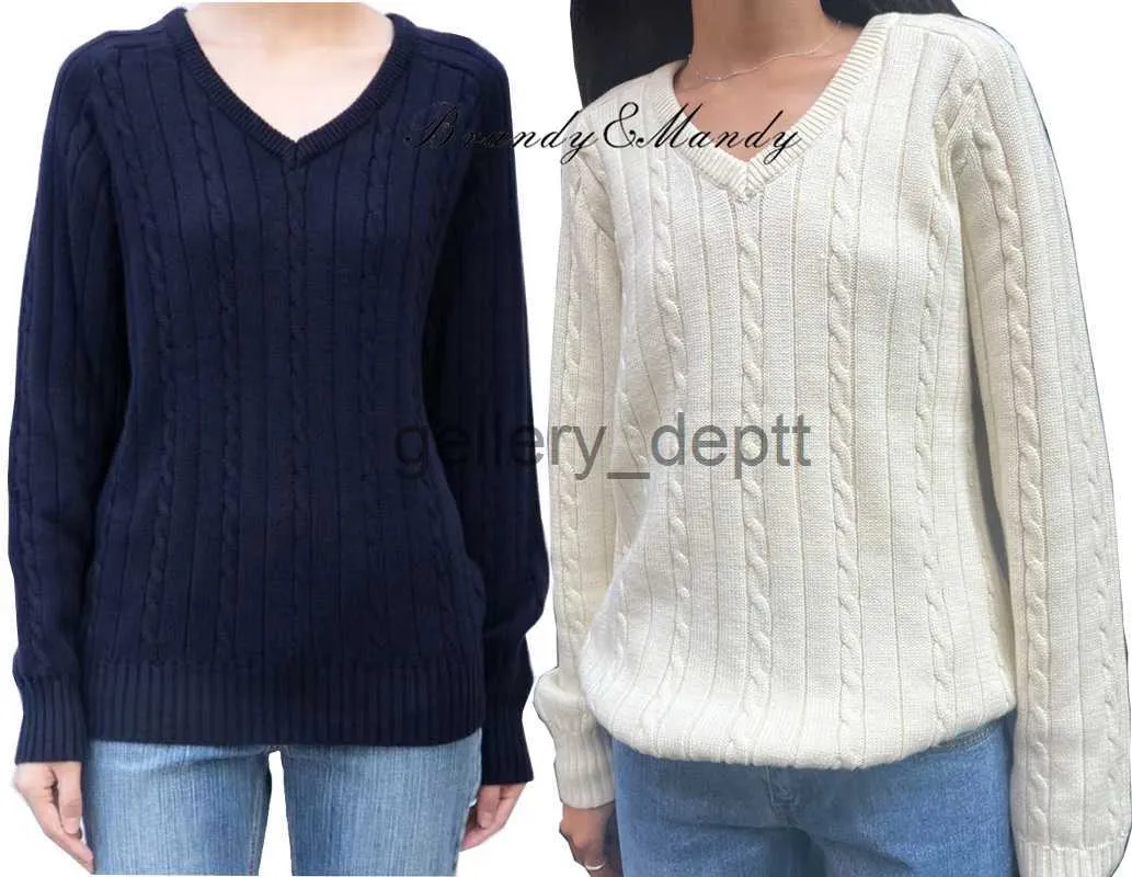 Oversized V Neck Cable Knit Sweater, Womens Long Sleeve Pullover
