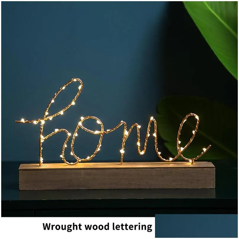 Luci notturne Amore Alfabeto Lettera Marquee Segno Numero Luce a led Romantica Lampada da parete per interni Decorazione Regalo di San Valentino Drop Delive Otuid