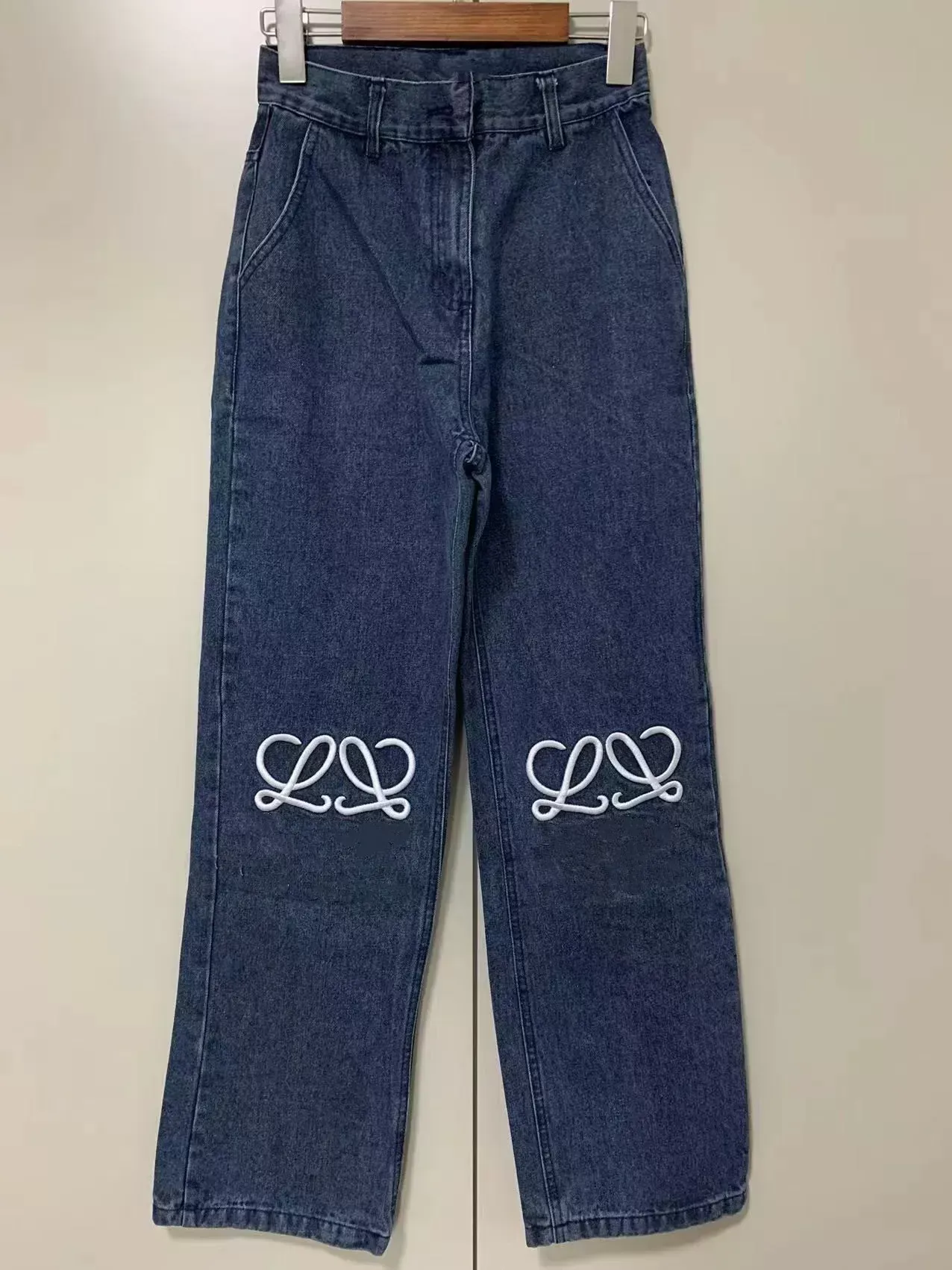 Damen Jeans Designer Hosenbeine Offene Gabel Enge Capris Denim Hosen Hinzufügen Fleece Verdicken Warme Abnehmen Jean Marke Frauen Stickerei Druck U40d #