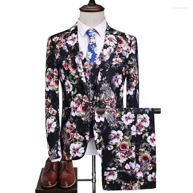 Men's Suits Boutique Latest Coat Pant Designs Custom Made Lapel Tuxedo Men Flower Groom Wedding Man (Blazer Pants Vest) S-5XL