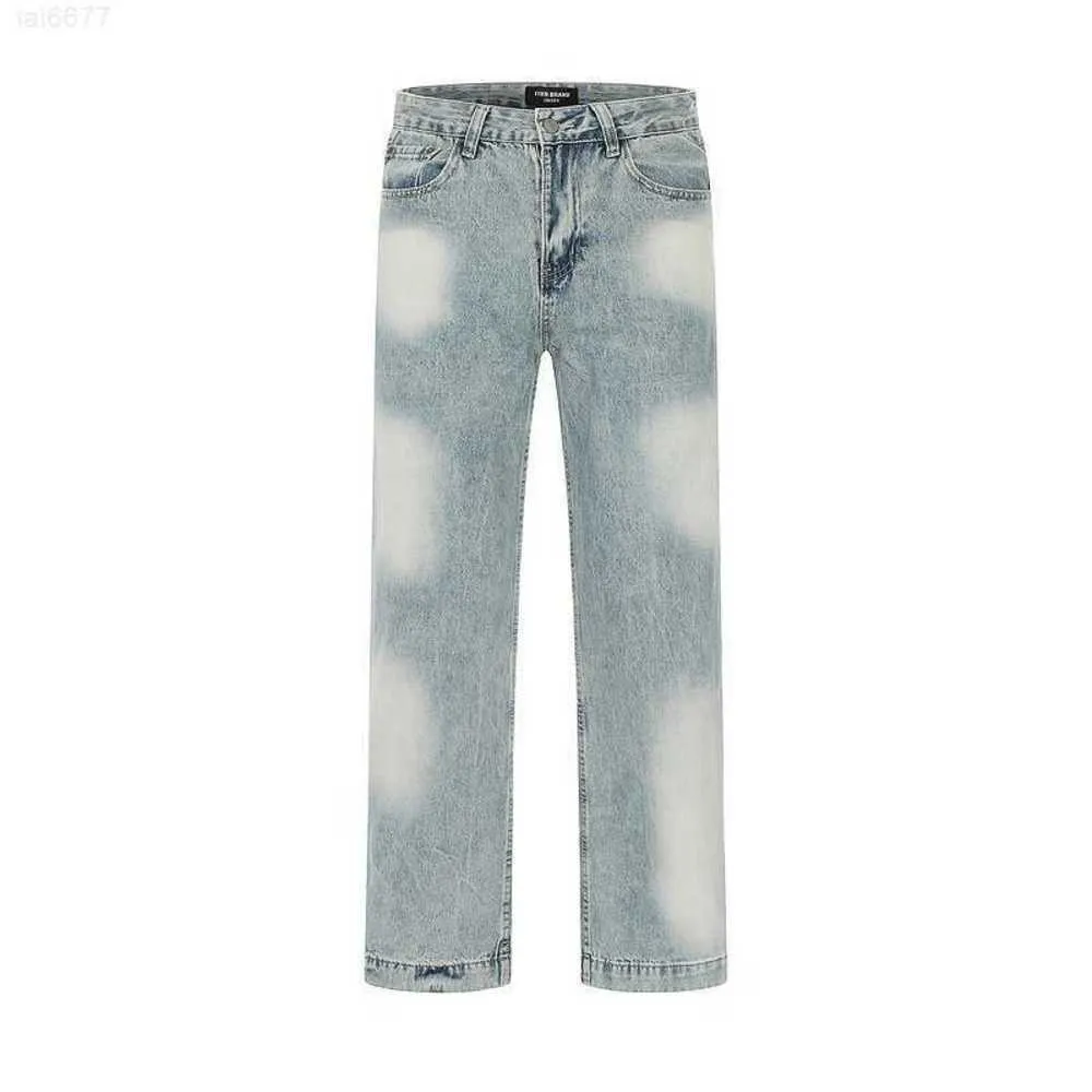 Gaojie Chaopai Wash light Blue Ground白ストレートチューブルーズフィットJeanspccp