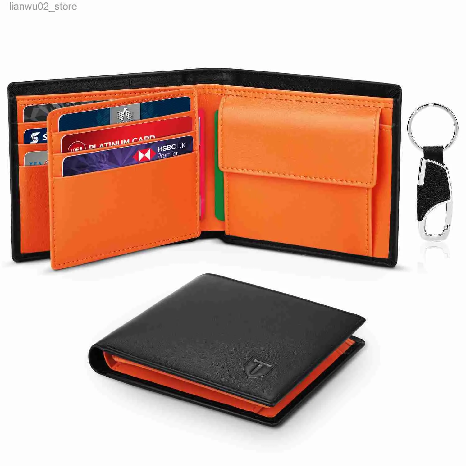 Clipes de dinheiro TEEHON Homens Carteira de couro genuíno macio de alta qualidade Bolsa RFID Coin Card Holder Trifold Preto Q230921