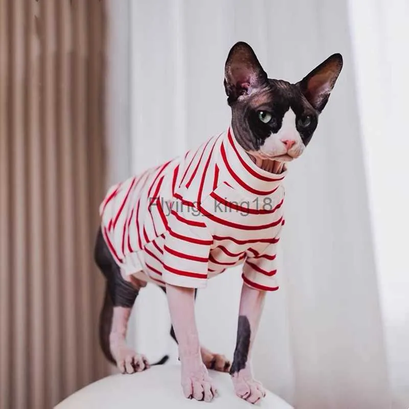 Cat Costumes Soft Sphynx Cat Hoodies Pet Kittens Clothes Stripe Sweat Shirt For Sphynx Comfortable Devon Rex Costume Autumn Winter Spring HKD230921