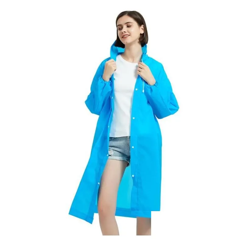 Raincoats Eva Non-Disposable Raincoat Adt Fashion Clear Rainwear Poncho Outdoor Tourism Thicken Designs Slicker Reusable Dhs Sn4206 Dhz7O