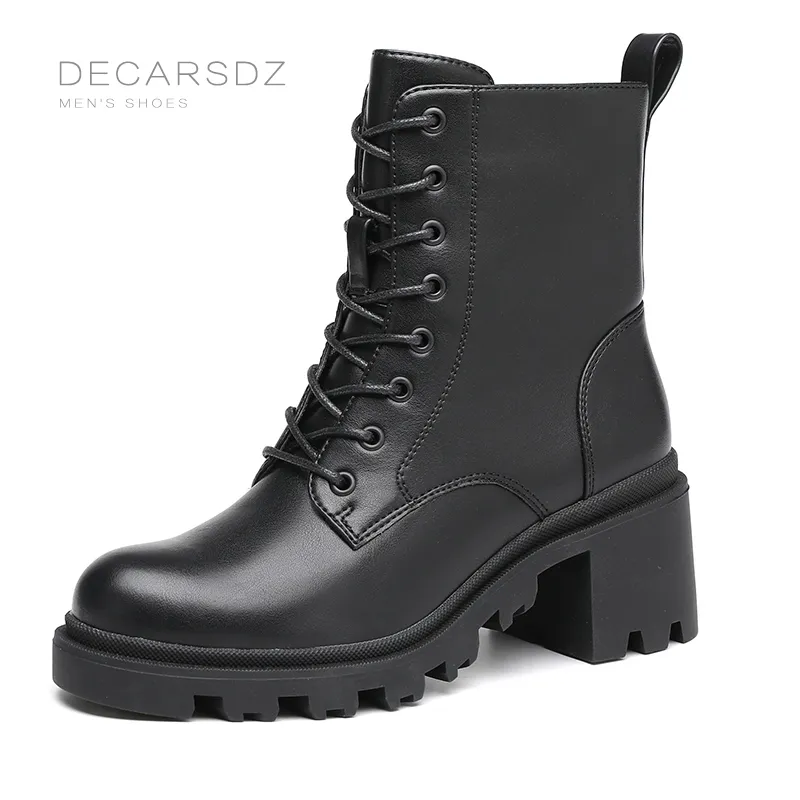 Boots Decarsdz Women's Boots Winter Boot For Women Lace-up Black Mid Calf Boots 230920