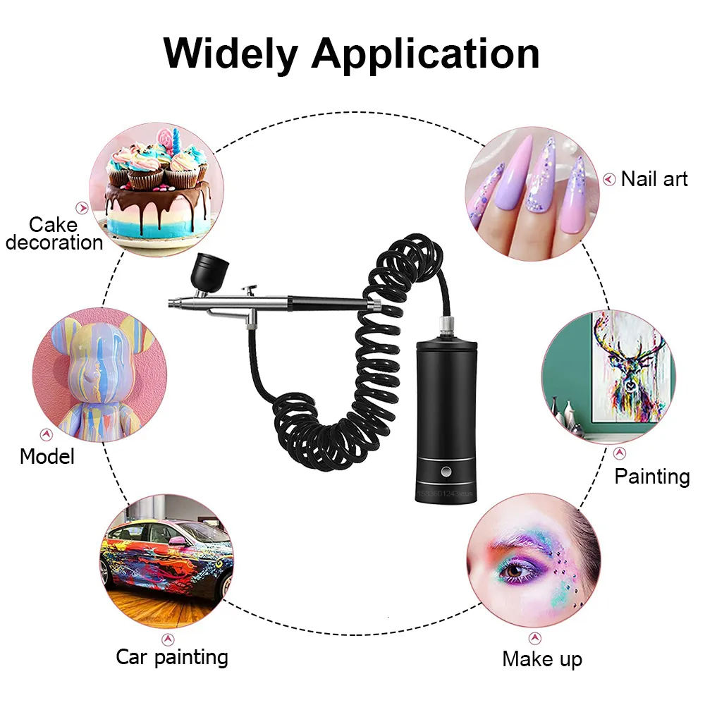 K10 Airbrush for Nails Art Paint Portable Cordless Air Brush Nail Gun with  Compressor Nail Decoration Cake Makeup Varnish Spray