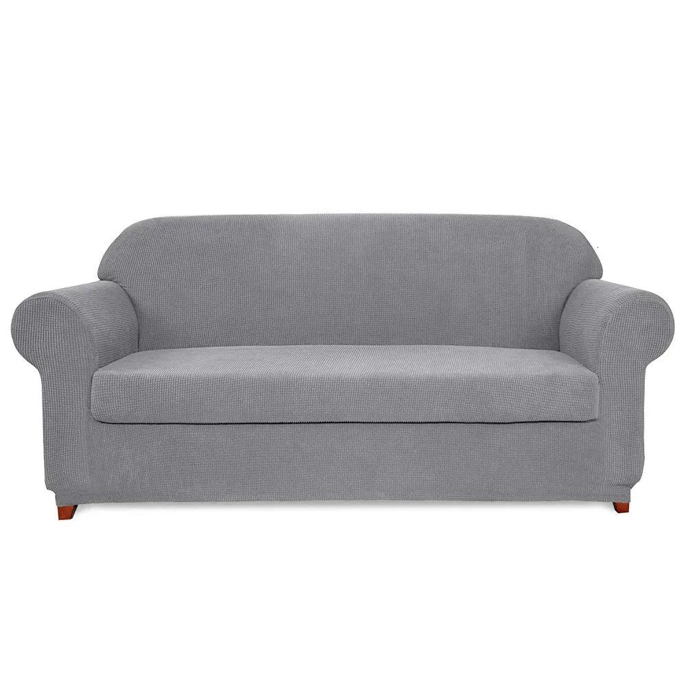 Housses de chaise extensibles, 2 pièces, à carreaux texturés XL, housse de canapé gris clair pour s 230921