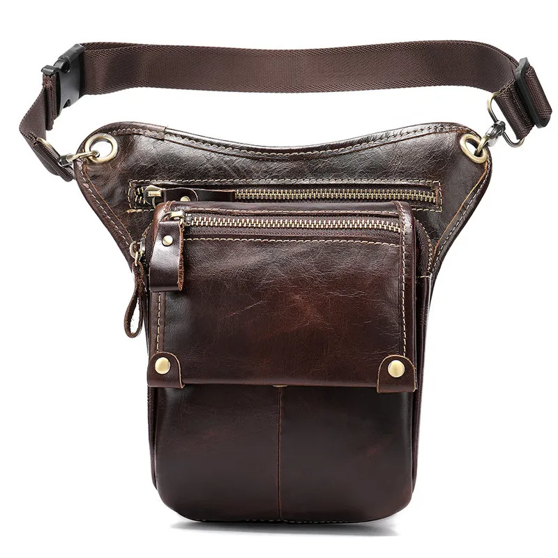 Waist Bags Norbinus Leather Funny Packs Drop Leg Belt Pouch Men's Motorcycle Bag Genuine Phone Male Hip Packet 230920