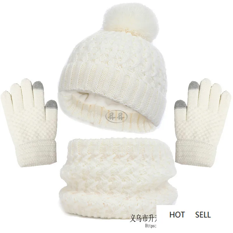 Women's Winter Pom Pom Beanie, Scarf & Gloves Set - Thick Knitted 3-Piece Accessory Set | Acrylic, One Size Fits Most Adults - View #4