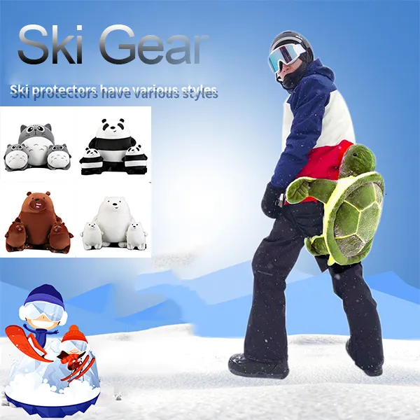 Skiing Suits Ski Protective Gear Set Parent child Roller Skating Fall Protection Elbow Pads Hip Animal Plush Toys 230921