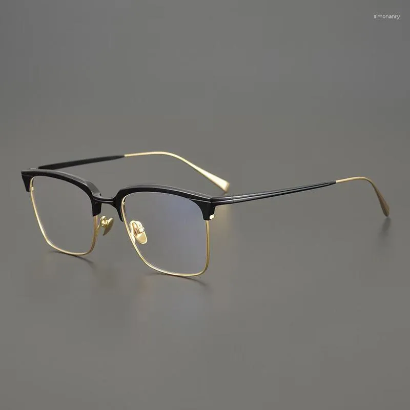 Lunettes de soleil Cadres Titanium Prescription Femmes Rétro Myopie Gafas Lunettes Japonaises Lunettes rondes faites à la main Hommes Lunettes optiques d'ordinateur