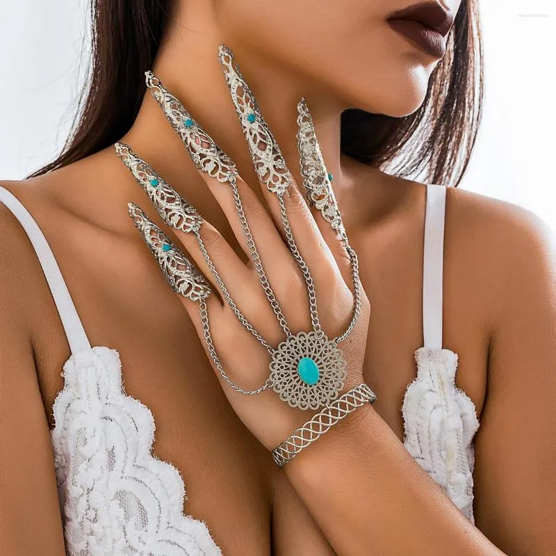 Link Bracelets Dubai Connecting Finger Ring Bracelet For Women