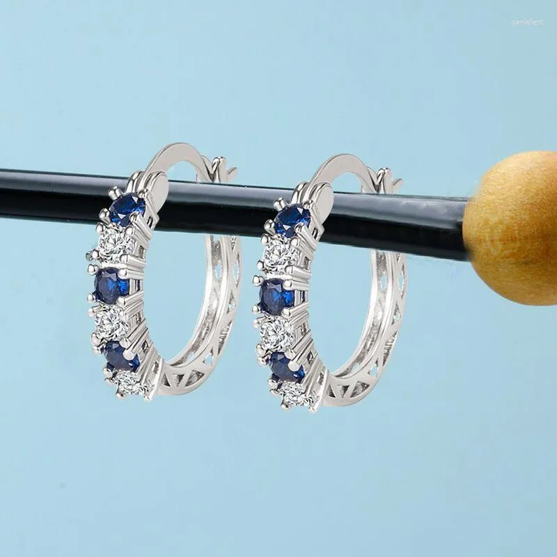 Boucles d'oreilles pendantes en cuivre bleu mer, ensemble Europe et amérique, boucle d'oreille en Zircon à la mode, bijoux en cristal coloré, 1 paire