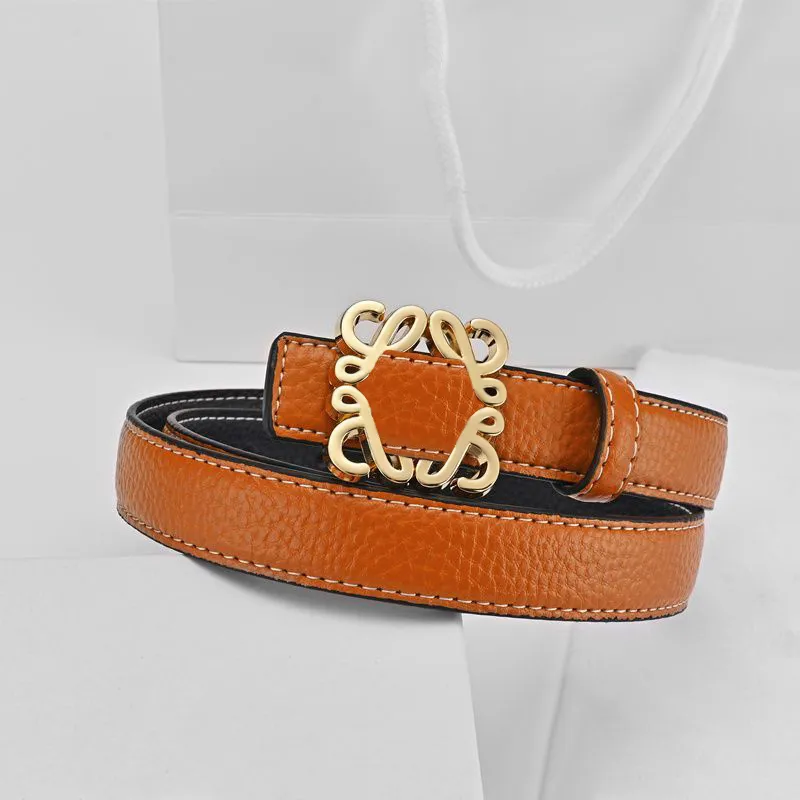 Loewew -riem luxe designer riemen hoogwaardige vintage echte lederen riem topkwaliteit breedte unisex trendy gouden gladde 745