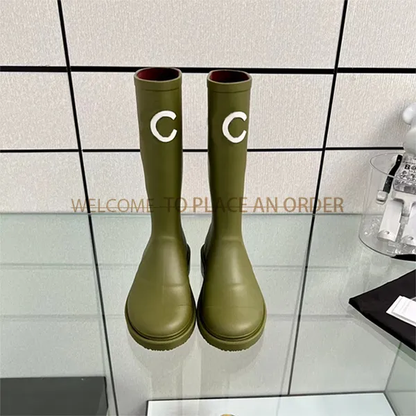 Designer boots brand autumn and winter women's rain boots men's candy color rubber waterproof shoes walking casual thick sole boots PUDDLE PVC