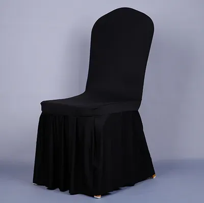 Qualité chaise jupe couverture mariage Banquet chaise protecteur housse décor plissé jupe Style chaise couvre élastique Spandex