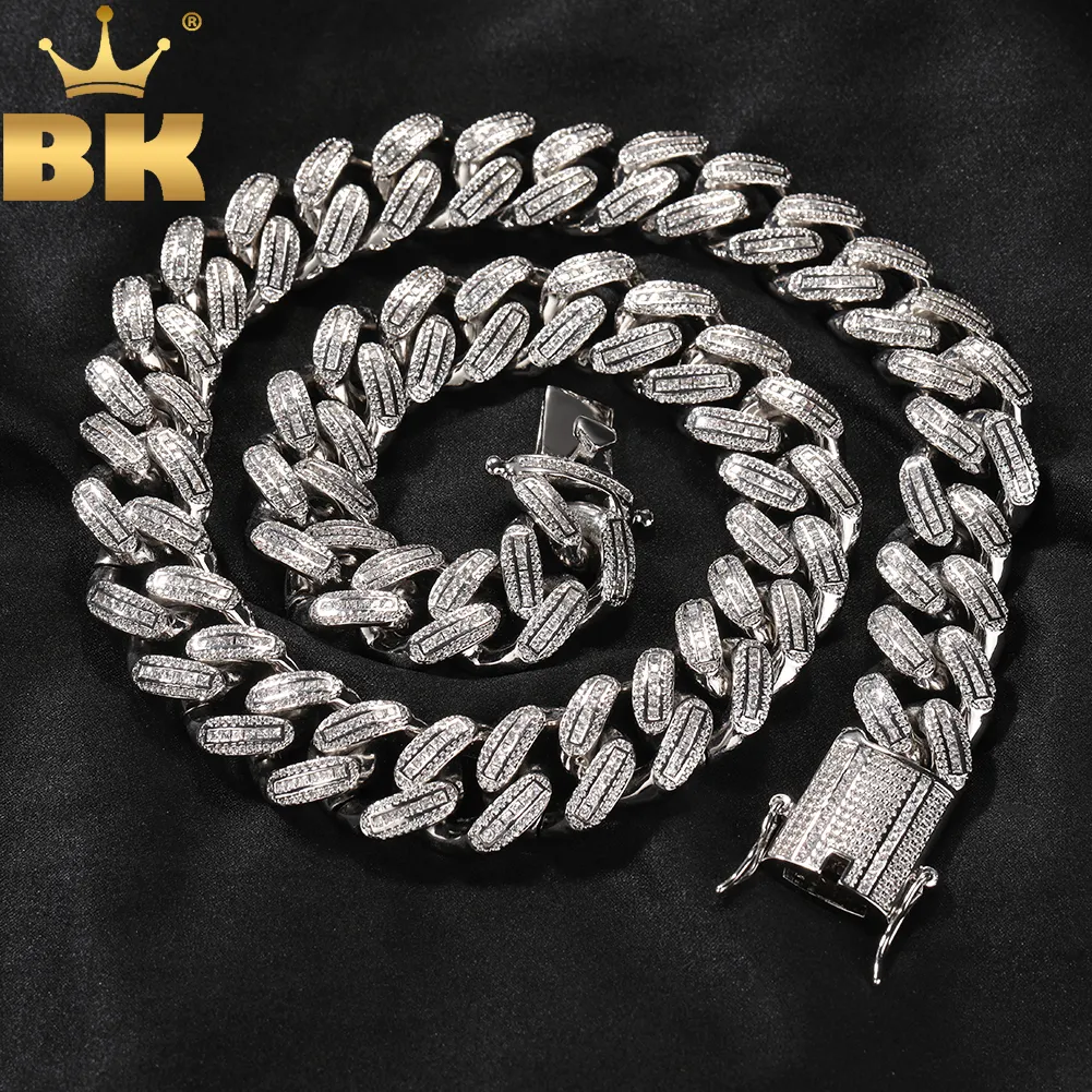 Chokers THE BLING KING Luxury 18mm Baguettecz Miami Cuban Bracelet Necklace Iced Out Square Cubic Zirconia Link Chain Hiphop Jewelry 230920