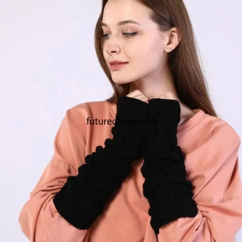 Winter Fingerless Half Finger Gloves Long Twist Knitted Arm Warmer Cuff Sleeve Armband Mittens for Women Fashion