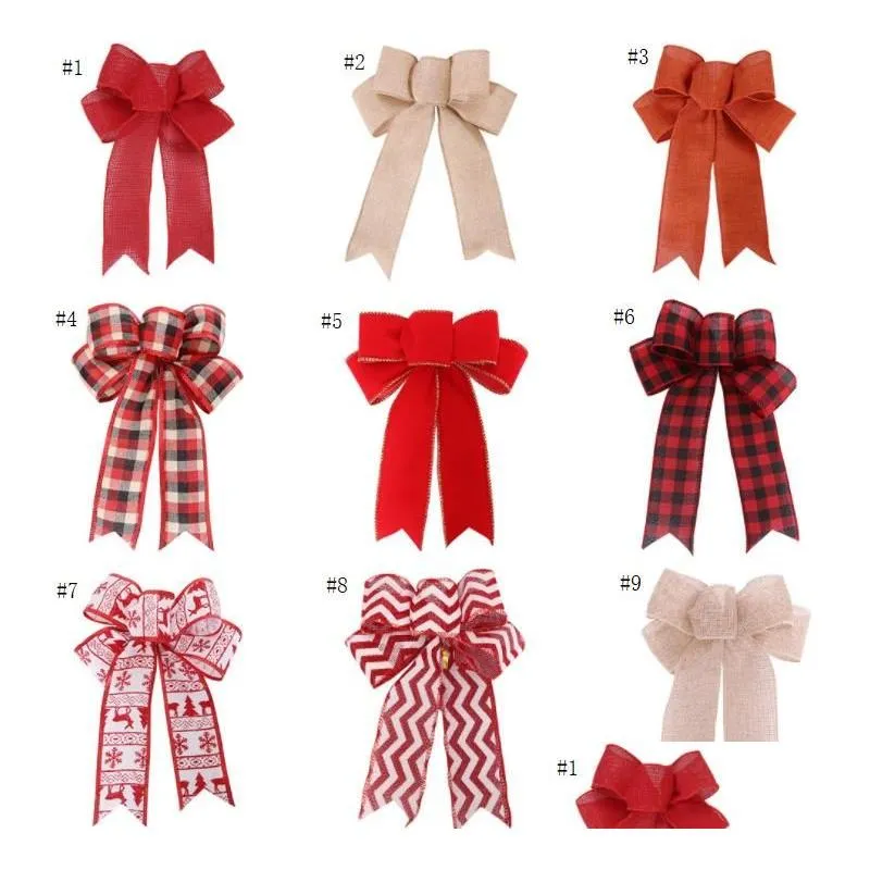 Decorações de Natal Árvore Arcos Vermelho Algodão Linho Bowknot Ornamentos para Janela de Grinalda Feriado Interior Ao Ar Livre Sn2996 Gota Entrega Hom Dhijx