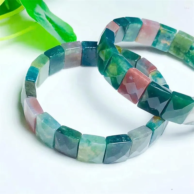 Bangle Natural Faceted Agate Fortune Energy Gemstone Bracelet Mineral String Woman Amulet Jewelry Healing Gift 10x12mm