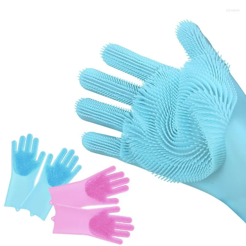 Disposable Gloves Magic Silicone Dishwashing Scrubbing Cleaning Dish Wash Reusable Sponge Housekeeping