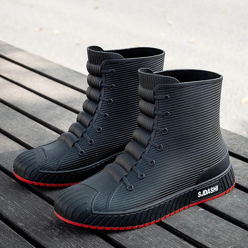 Regenlaarzen Regenlaarzen voor heren Rubberen laarzen Platform Waterdichte werklaarzen Stijlvol Waden Visserslaarzen Veelzijdige unisex laarsjes Bota Masculina 230920