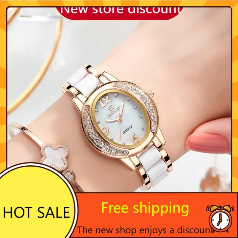 Montres-bracelets Tempérament Atmosphère Mode Ovale Montre Femme Tendance Diamant incrusté