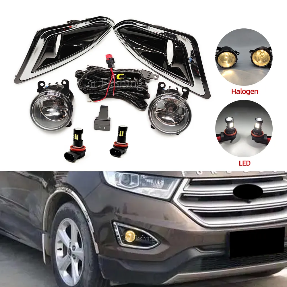 Fog Lights Headlight For Ford Edge 2015 2016 2017 2018 Fog Lamp Cover Grill Bezel Front Bumper Fog Light