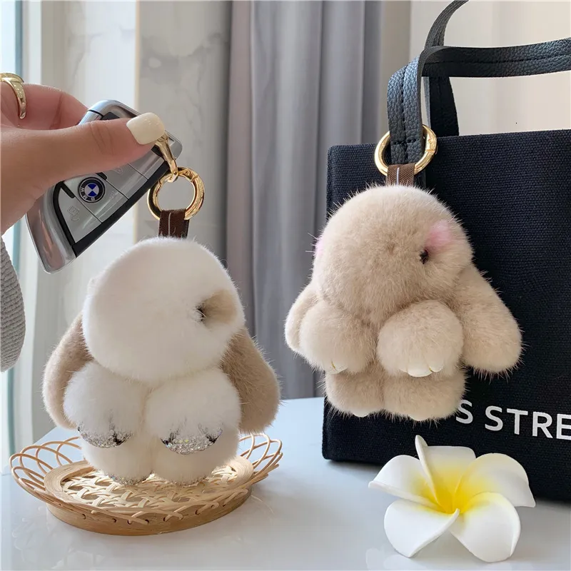 Super Cute Fluffy Bunny Fur Keychain – Soft Rabbit Keyring, Perfect Bag Pendant Or Gift For Women