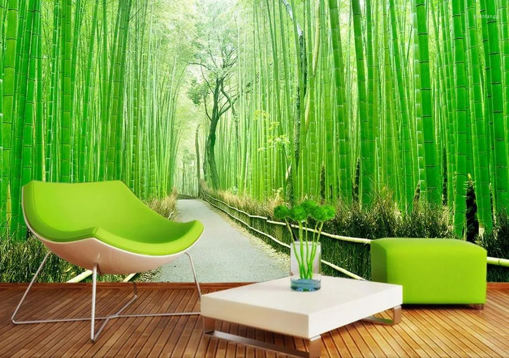 Fonds d'écran personnalisé Po Fond d'écran Grand 3D stéréo romantique bambou chambre paysage mural