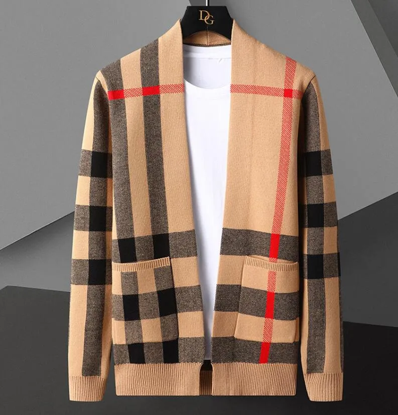 Męskie swetry 2023 Autumn New Fashion Nowy mody z długim rękawem nadruk męski swetr męski kardigan w dekolcie w dekolcie