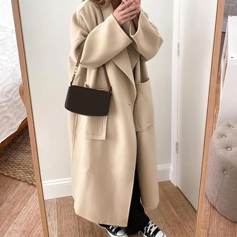 Frauen Trenchcoats Koreanischen Stil Mantel Herbst Winter Einfarbig Mode Mantel Temperament Langarm Casual Oversize Jacke