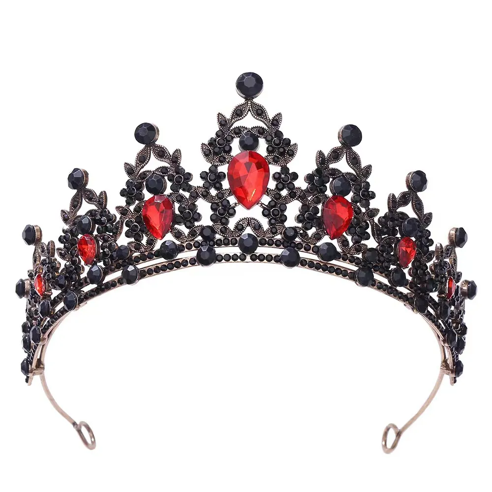 Nakrycia głowy Bride Red Różowy Crown Rhinestone Słodkie urodziny