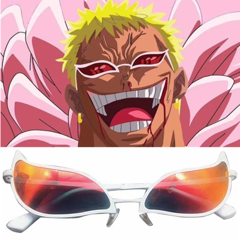 Kostymtillbehör Anime Donquixote DoFlamingo Cosplay Glasses Eyewear Solglasögon Props unisex rolig festdekor Halloween prop