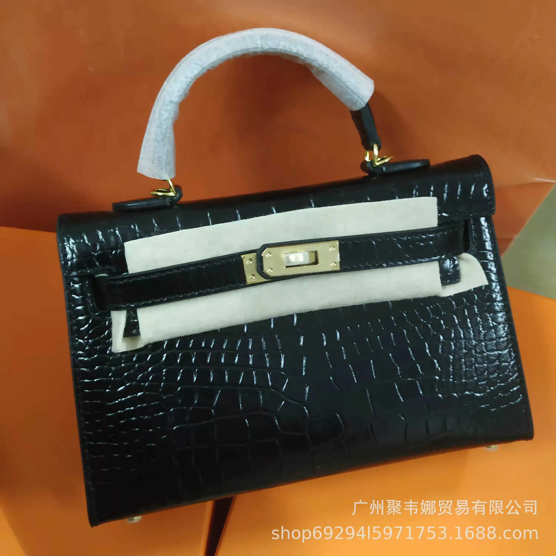 A Kaily Luxury Bag End 2024 High Crocodile Modeled Bag Mini Segunda Geração Portátil Feminino Novo Único Ombro Crossbody Couro 06S7