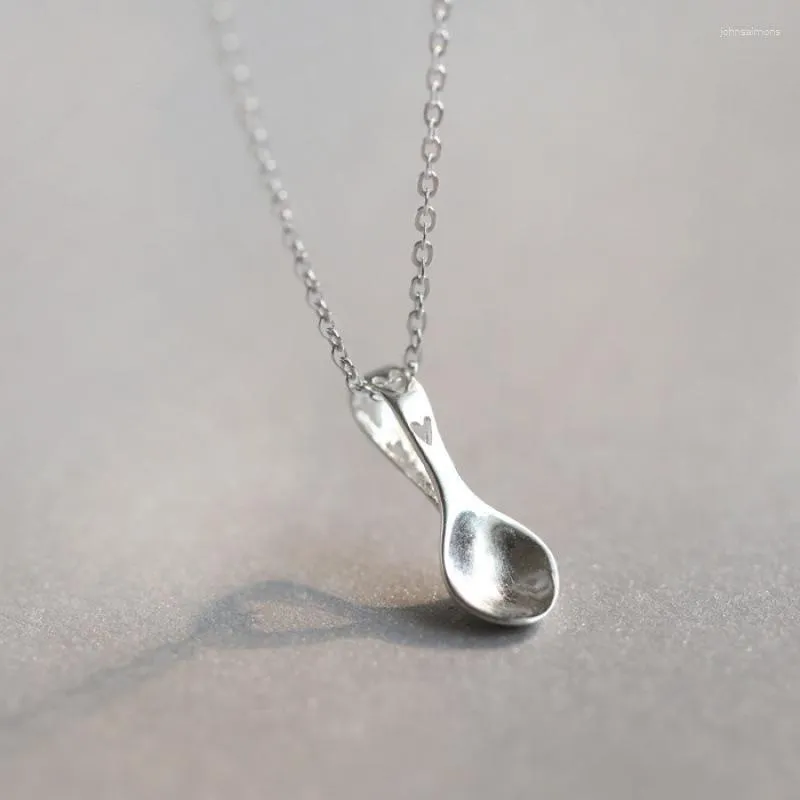 Pendant Necklaces Creative Funny Silver Plated Spoon Necklace To Foodie Epicure Gifts Fine Jewelry Accessories Women's Chain Gift