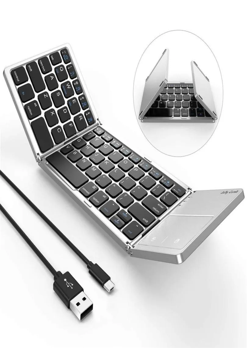 Foldable Bluetooth Keyboard Dual Mode USB Wired Bluetooth Keyboard With Touchpad Rechargeable