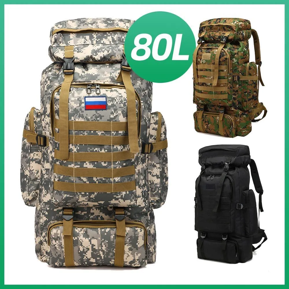 Utomhusväskor Vandring ryggsäck 80L Militär 5 dagars attack överlevnad Molle Pack Waterproof Bug Out Bag Fishing Hunting ryggsäck Taktisk ryggsäck 230921