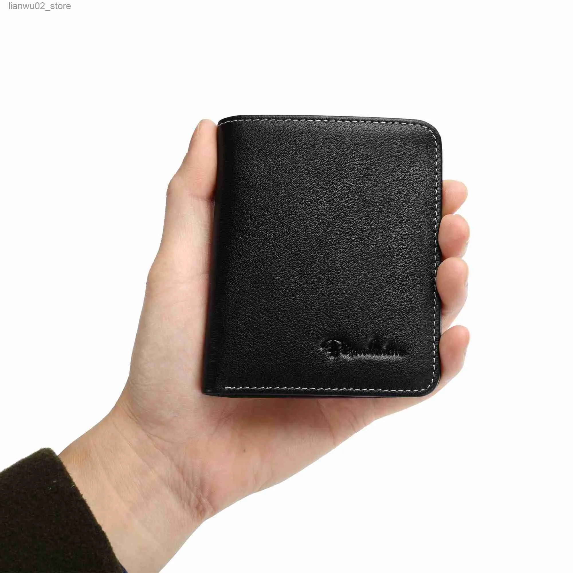 Money Clips Bison denim plånböcker mode vintage företag kreditkortshållare äkta läder svart handväska tunn kort cowskin herrar mini purses q230921